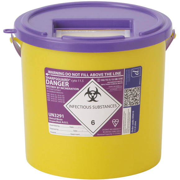 Sharpsguard Cyto (Purple) Lid Container 11.5 Litres (Ref: DD610R)