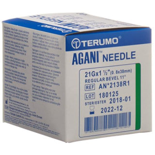 Terumo Agani Hypodermic Needle Green 21G x 38mm - Box of 100 (Ref: 2138R1)