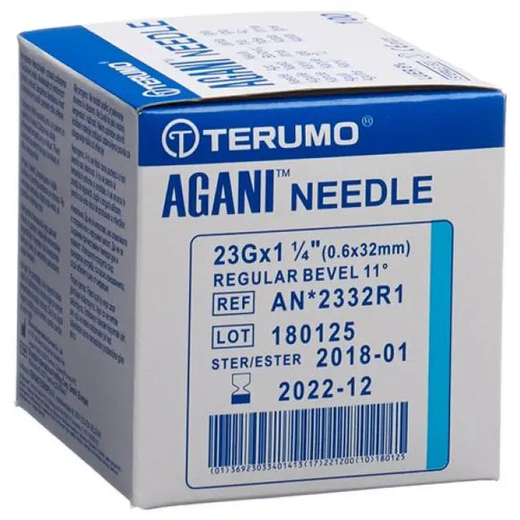 Terumo Agani Hypodermic Needle Blue 23G x 32mm - Box of 100 (Ref: 2332R1)