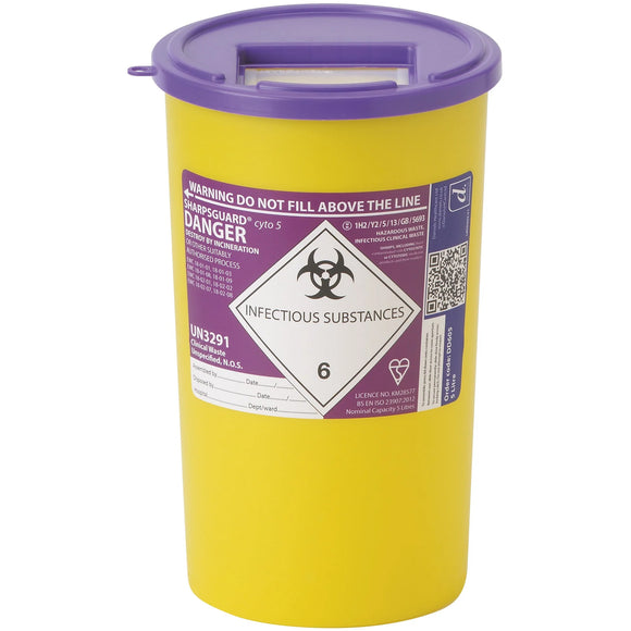 Sharpsguard Cyto (Purple) Lid Container 5 Litres (Ref: DD605R)