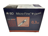 BD Micro-Fine Demi U100 0.3ml Syringe 0.30mm (30G) x 8mm - Box of 100 (Ref: 324826)