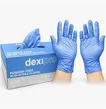 Dexipro Powder Free Blue Nitrile Gloves Box of 100