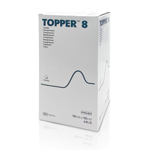 J&J Topper 8 Sterile Gauze Swabs 10cm x 10cm - Box of 40x5 (Ref: TS8105)