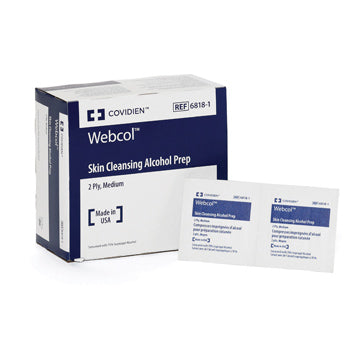 Webcol Skin Cleansing Alcohol Prep Swabs 70% Isopropyl Alcohol - Box of 200 (Ref: 6818-1)