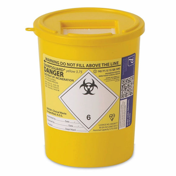 Sharpsguard Yellow Lid Container 3.75 Litres (Ref: DD474YL)