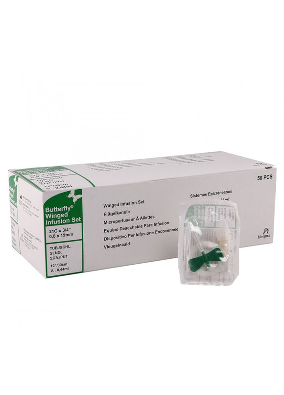 Abbott Butterfly Winged Needle Infusion Set 21G x 19mm (Green)