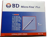 BD Micro-Fine Plus 1ml Syringe 0.30mm (30G) x 8mm - Box of 100