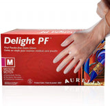 Delight PF Clear Powder Free Vinyl (100 Gloves ) SMALL, MEDIUM, LARGE & X-LARGE