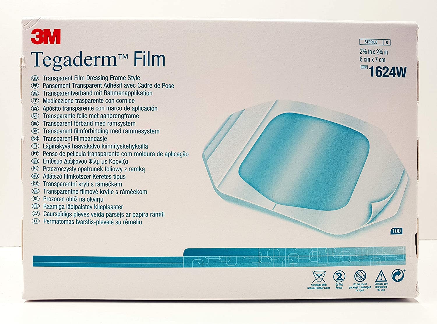 3M 1626W Tegaderm Transparent Film Dressing, Picture Frame Style, With