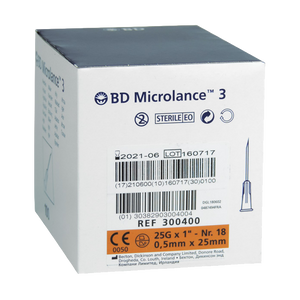 BD Microlance Needles Orange 25g x 25mm (1") - Box of 100 (Ref: 300400)