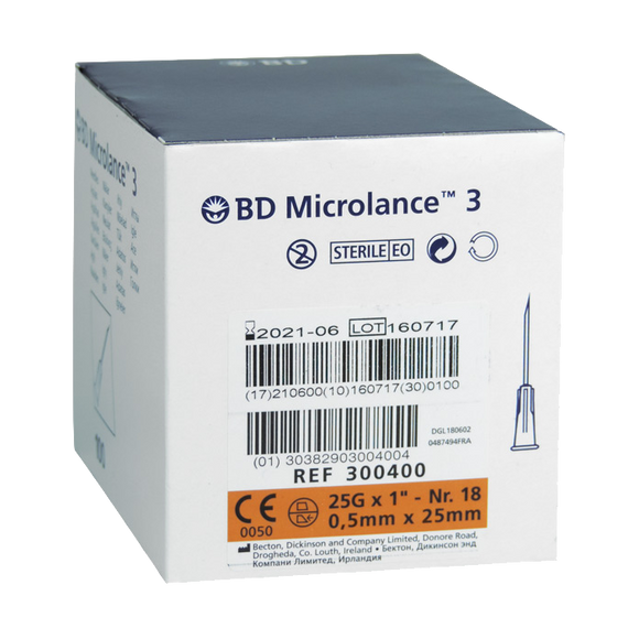 BD Microlance Needles Orange 25g x 25mm (1