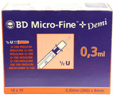 BD Micro-Fine Demi 0.3ml Syringe 0.3mm (30G) x 8mm - Box of 100