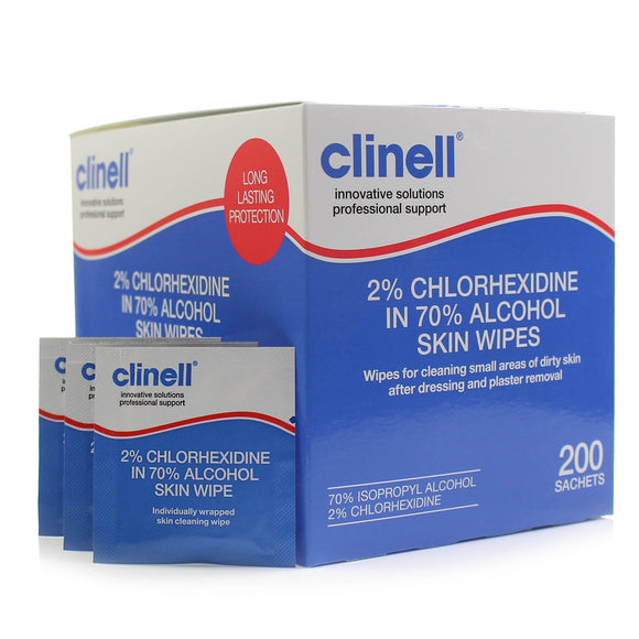 Clinell 2% Chlorhexidine in 70% Alcohol Skin Wipes (Ref: CA2CSKIN)
