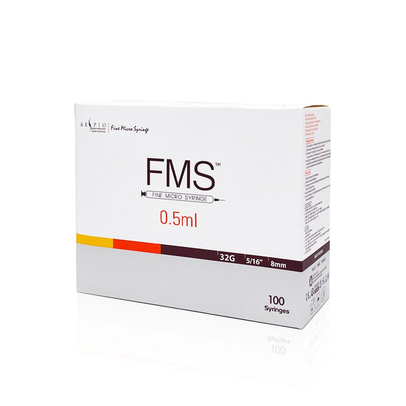 FMS Fine Micro 0.5ml Syringe 8mm (32G) - Box of 100