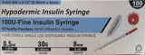 TriOn Pharma Ltd Hypodermic U100 0.5ml Syringe 0.30mm (30G) x 8mm - Box of 100