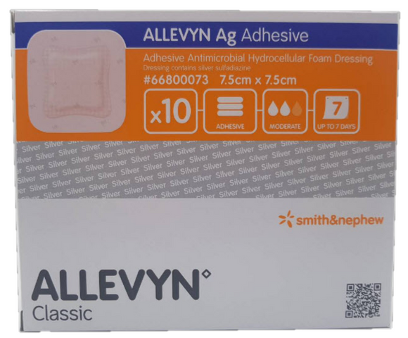 allevyn ag adhesive silver dressing Smith & Nephew Allevyn Ag Non-Adhesive Absorbent Silver Sulfadiazine Barrier Hydrocellular Dressing