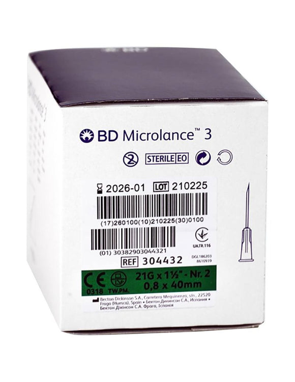 BD Microlance Needles Green 21g x 40mm (1.5