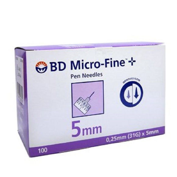 BD Micro-Fine Plus Pen Needles 0.25mm (31G) x 5mm - Box of 100