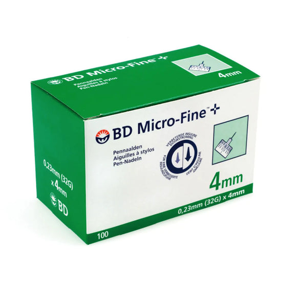 BD Micro-Fine Plus Pen Needles 0.23mm (32G) x 4mm - Box of 100