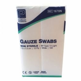 Gauze Swabs 7.5x7.5cm 12PLY (Pack of 100)